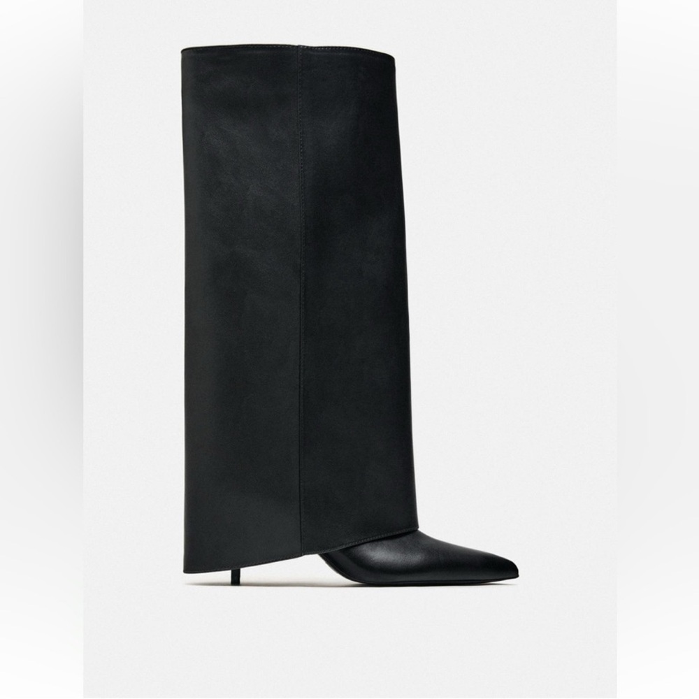 NWT! Zara SZ 10 black heeled gaiter boots - Picture 2 of 3